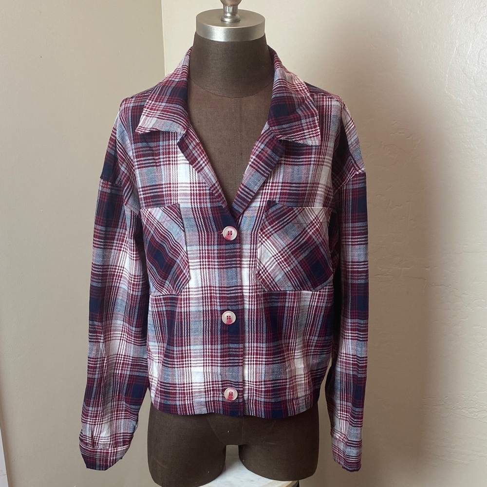 Plaid Lightweight Crop Jacket